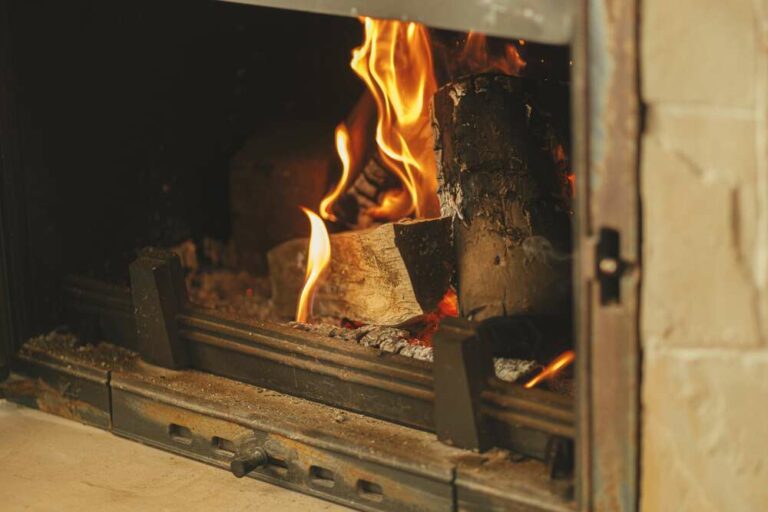 Kaminofen mit brennendem Holz