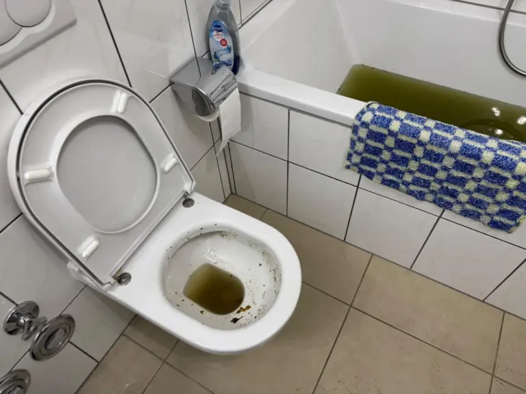 WC verstopft in Karlsruhe: Abwasser steht in der Toilettenschüssel